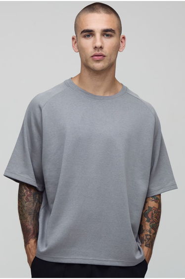 Oversized Boxy Premium Interlock T-Shirt - charcoal