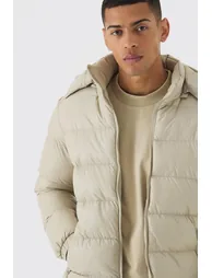 High Shine Padded Puffer Jacket in Stone - stone - 2