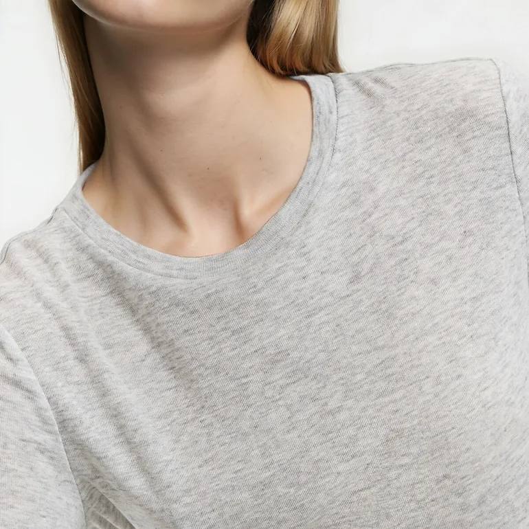 Crew Neck T-Shirt with Long Sleeves - 2