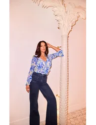 Blue Floral Print Frill Top by Vicky Pattison - 2