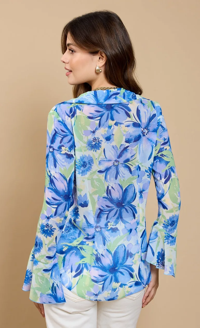 Blue Floral Print Frill Top by Vicky Pattison - 4
