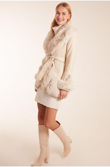 Faux Fur PU Coat
