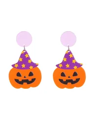 Starry Pumpkin Witch Acrylic Earrings