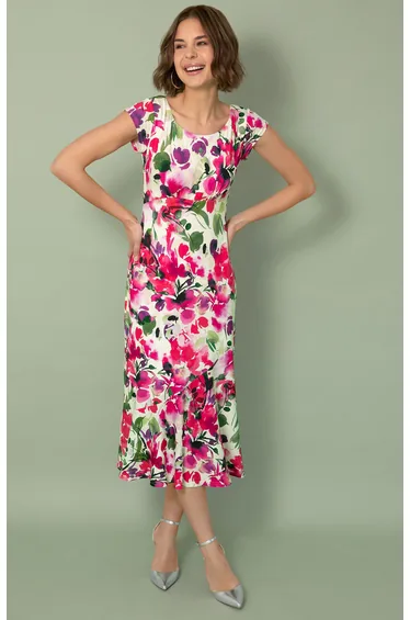 Clara Dress (Fuchsia Florals)