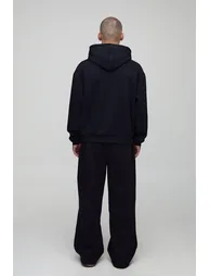 Wide Leg Ofcl Cow Applique Faux Waistband Joggers - black - 1