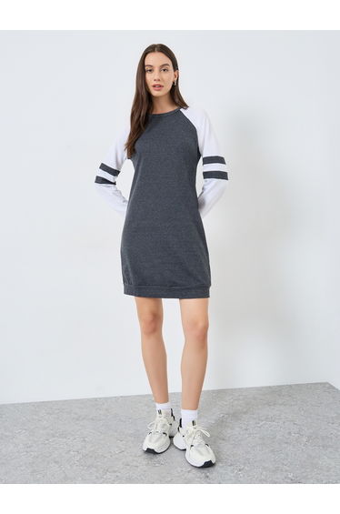 Color Block Reglan Sleeve Mini Dress