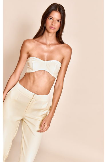 Butter Yellow Woven Tailored Bandeau Top