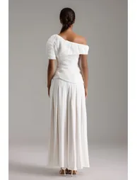 Zavala One Shoulder Pleated Waist Pants Set - 2