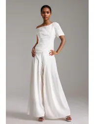 Zavala One Shoulder Pleated Waist Pants Set