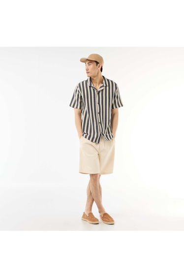 Crochet Knit Short-Sleeve Shirt BLUE