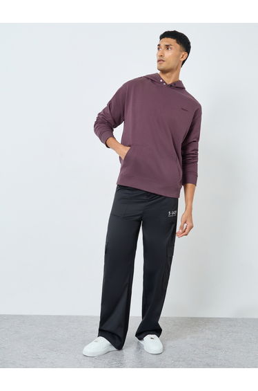 Men Relaxed Fit Embroidered Terry Hoodie