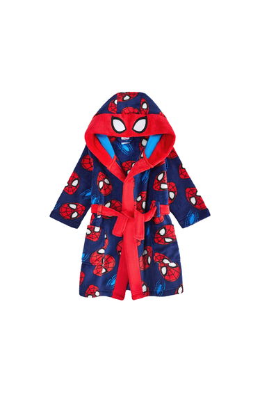 Spider-Man Boys All-Over Print Hooded Robe - Red/Blue