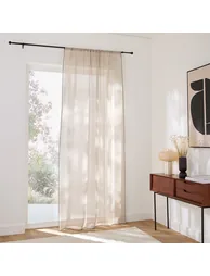 Onega Linen Voile Panel with Black Taped Edging - 2