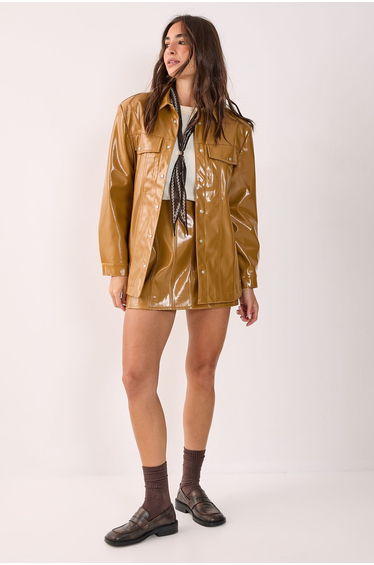 Vinyl Faux Leather Pelmet Mini Skirt
