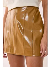 Vinyl Faux Leather Pelmet Mini Skirt - 3