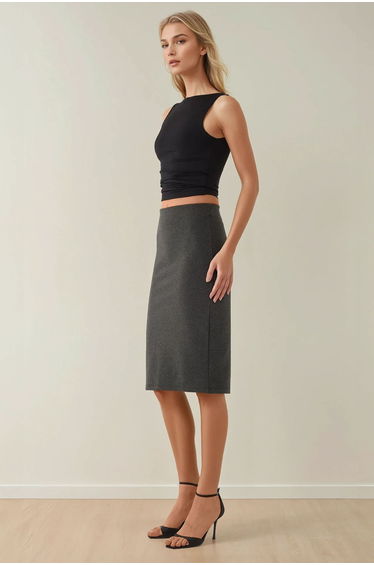 High Waist Bodycon Midi Skirt