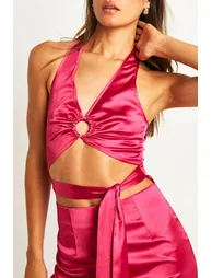 Tall Satin Cut Out Maxi Dress - pink - 3