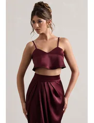 Fawn | Plum Satin Cami Crop Top - 4