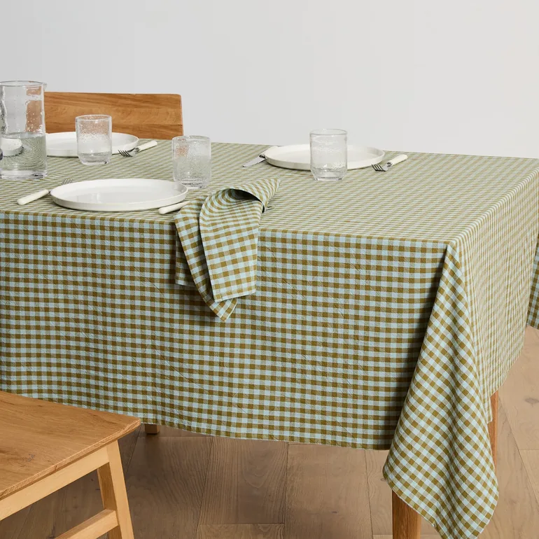 Bethany Checked Two-Tone Cotton Dyed Woven Tablecloth