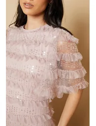 Sequin Ruffle Detail Maxi Dress - 3