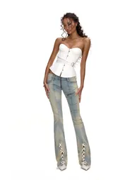 Tiril White Studded Belted Corset Top - 3