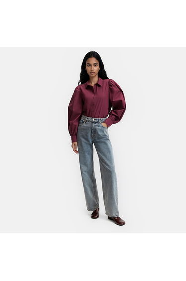 Cotton Oversized Puff Sleeve Shirt