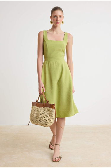 More Sustainable Yağ Yeşil Midi Woven Dress