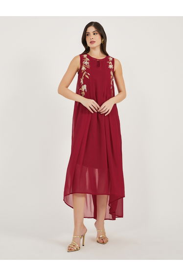 Embroidered Sleeveless Shift Maxi Dress
