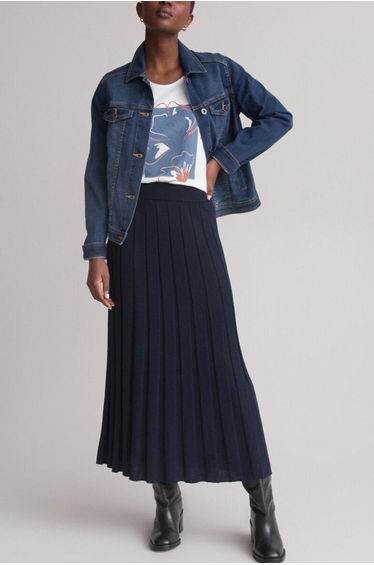 Recycled Pleated Knit Skirt