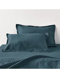 WASHED LINEN Plain Pillowcase or Bolster Case - 2