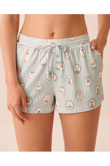 Parisian Dogs Print Super Soft Pajama Shorts