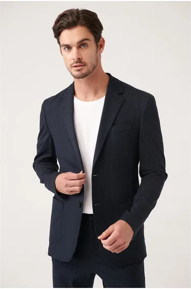 Avva Black Stripped Blazer