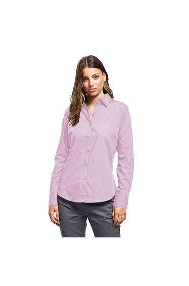 Premier Womens/Ladies Poplin Long Sleeve Blouse / Plain Work Shirt - Pink