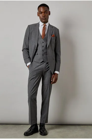 Mid Grey Check Slim Fit Suit Jacket