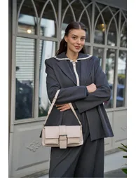 Beige Women's Coated Hand and Shoulder Bag