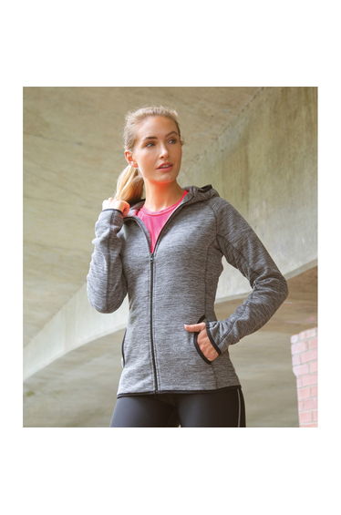Spiro Ladies Micro Fleece Hoodie - Grey/Black