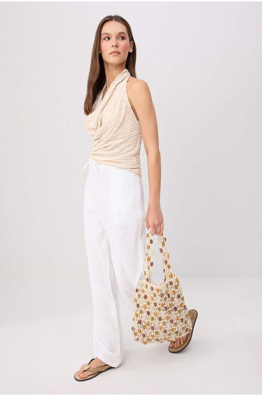 Stone Fitted/Body-Fitting Collar Backless Textured Knitted Blouse