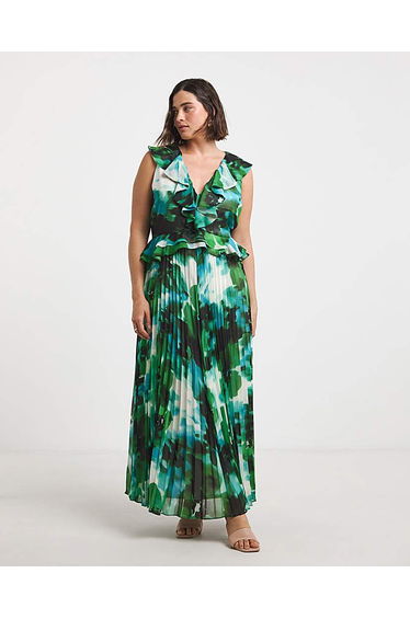 Joanna Hope Ruffle Pleated Dress