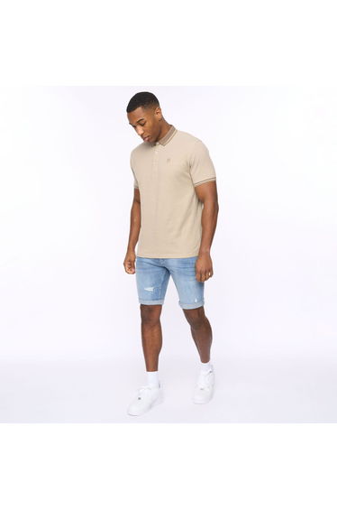 Men's Crosshatch Riptrey Scratch Detail Denim Shorts in Blue