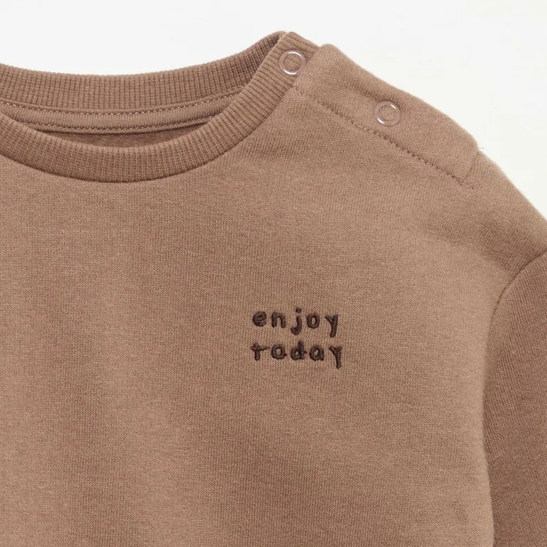 Long-sleeved fleece sweatshirt BROWN - 2