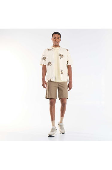 Short-sleeved shirt with embroidered pattern BEIGE