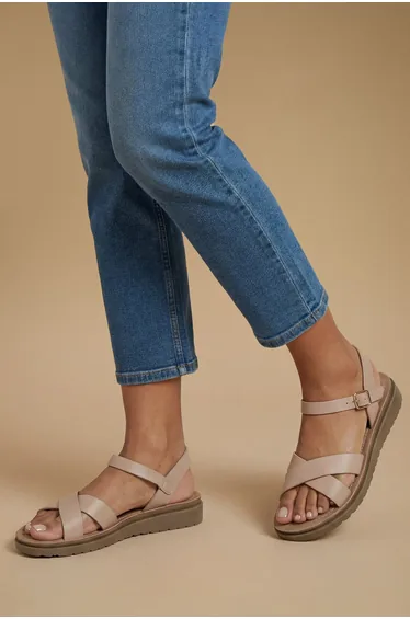 Good For The Sole: Florinda Cross Strap Comfort Wedge Sandals
