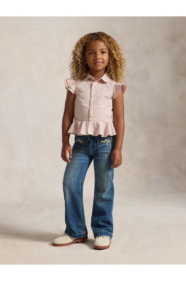 Ralph Lauren Girls Cotton Dobby Blouse in Pink