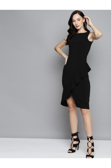 Frill Detail Sleeveless Bodycon Midi Dress