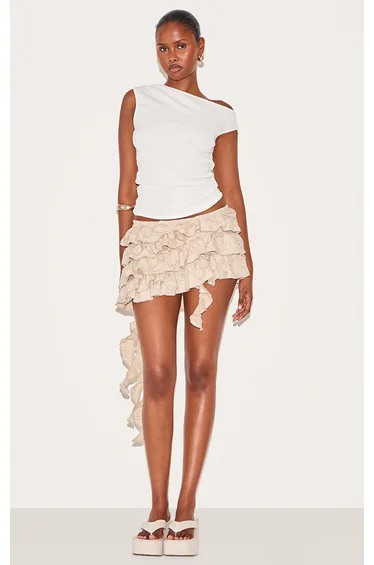 Sage Textured Tiered Rara Mini Skirt