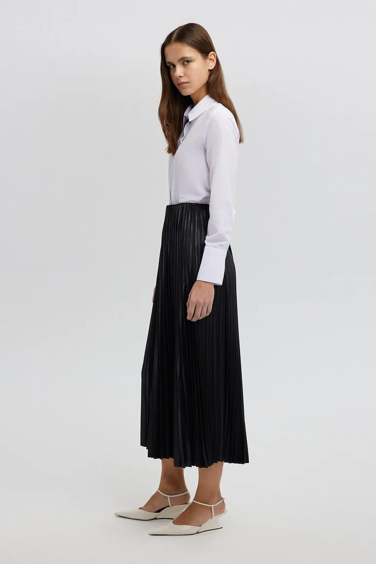 Touché Black Pleated Midaxi Skirt - 3