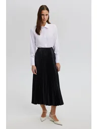 Touché Black Pleated Midaxi Skirt - 1