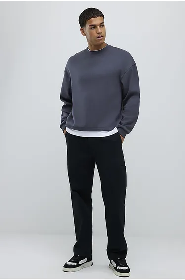 Black Loose Fit Pull On Trousers