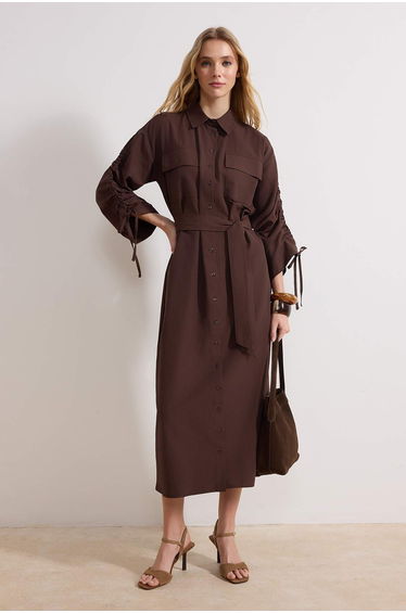 Dress - Brown - Shirt dress