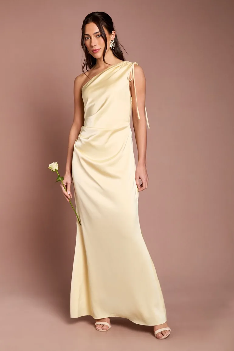 butter yellow silk bridesmaid dresses Butter Yellow Bridesmaid Dresses by Dessy